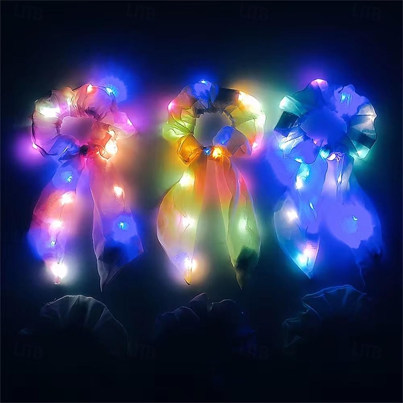 Led Luminous Hair Bands Light Up Hair Bows Scrunchies Girls Headwear Hair Rope Hair Accessories Glow In The Dark Party Supplies2