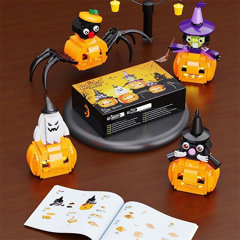 445PCS Halloween Small Particle Building Block Puzzle Pumpkin Combination Glowing Gift4