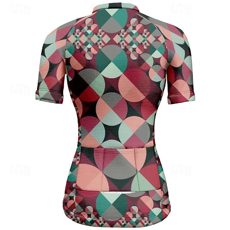 Women's Cycling Jersey Geometic Short Sleeve Bike Tee Tshirt Top with 3 Rear Pockets Mountain Bike MTB Road Bike Cycling Quick Dry Front Zipper Wicking Sports Red Blue Clothing Apparel4