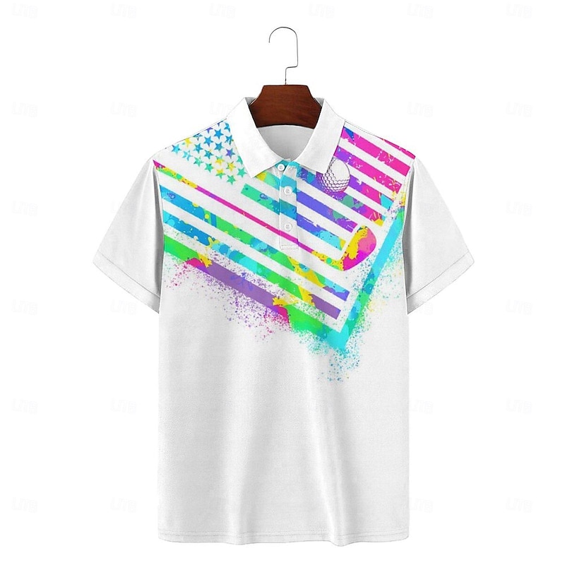 Men's Veterans Patriotic Short Sleeve Polo Shirts Casual Daily Wear Spring & Summer White4