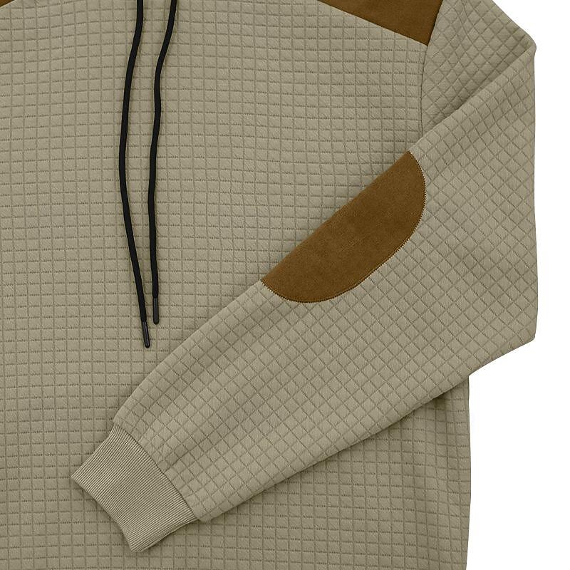 Men's Hoodie Waffle Hoodies Apricot Black Army Green Light Grey Hooded Color Block Patchwork Ribbed Textured Sports & Outdoor Daily Holiday Streetwear Basic Casual Spring & Fall Clothing Apparel 10