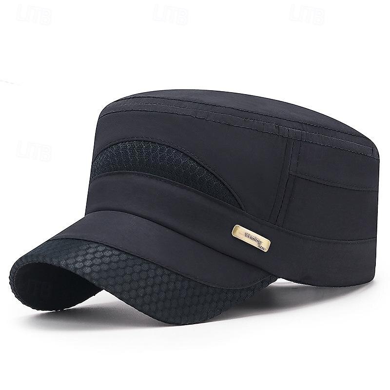 Men's Flat Cap Sun Hat Trucker Hat Navy Blue Blue Polyester Fashion Casual Street Daily Plain Adjustable Sunscreen Breathable