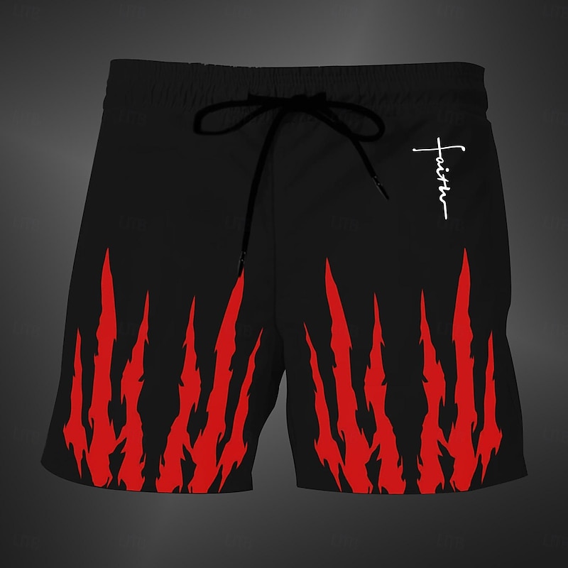 Men's 3D Print Gothic Horror Scratches Swim Trunks Swim Shorts Board Shorts Mid Waist Fashion Streetwear Designer Casual Daily Holiday Drawstring Pocket Elastic Waist Designer Clothing Apparel