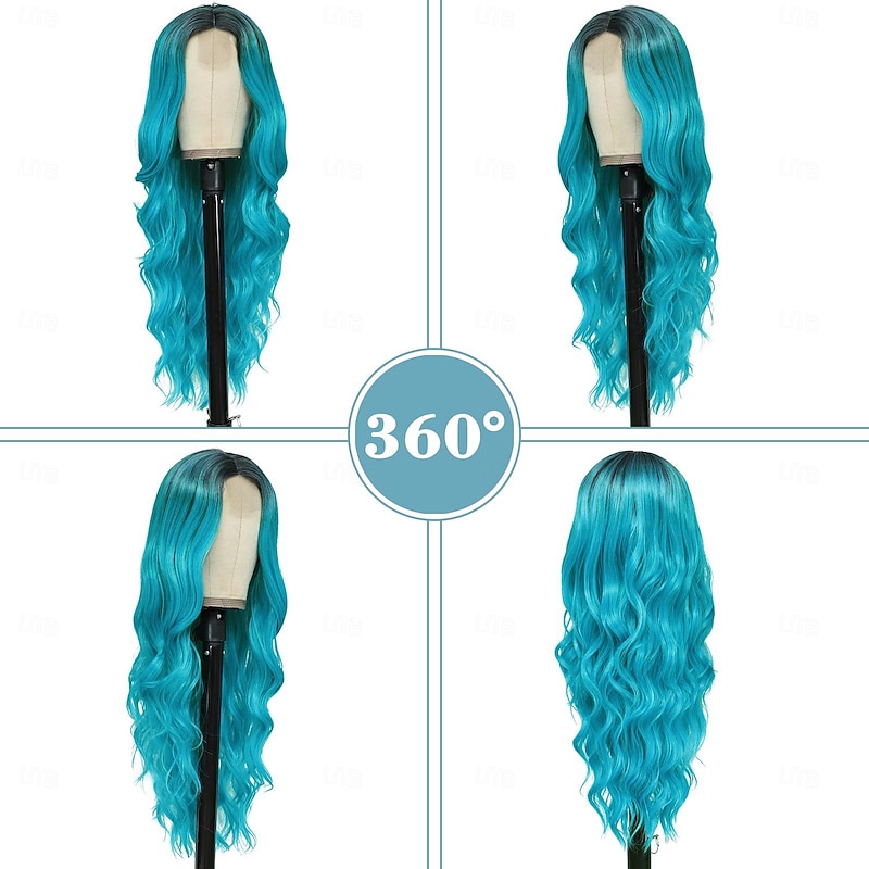 Long Wavy Wig for WomenMiddle Part Curly Wavy Wig Natural Looking Synthetic Heat Resistant Fiber Wig Halloween Cosplay Party Wigs3