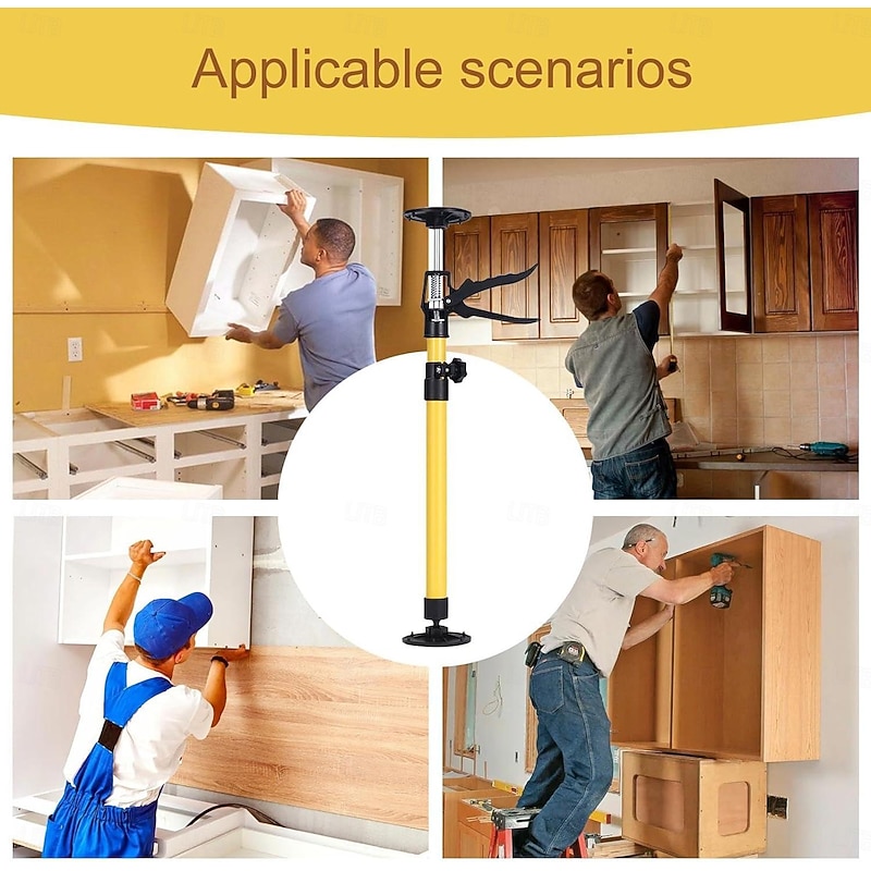 Cabinet Jack Support Pole Quick Adjustable Support Pole Telescopic Steel Rod for Drywall, Cabinets, Crown Moldings, and More - Expands from 45.3 to 114.7 Inches3