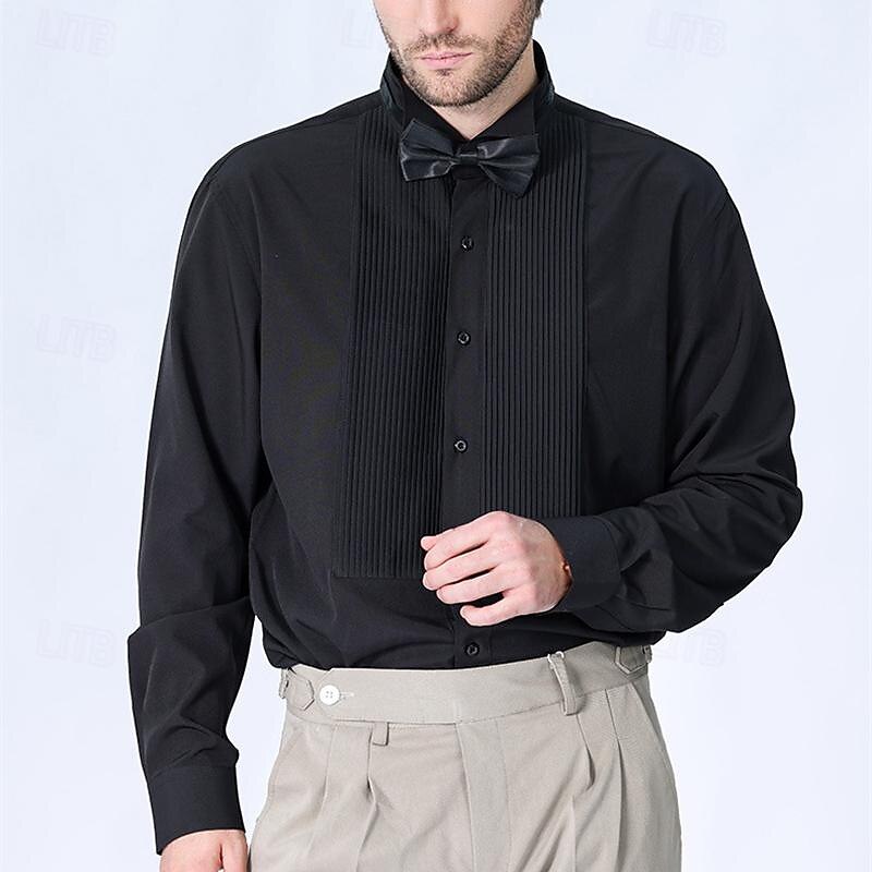 Men's Shirt Dress Shirt Button Up Shirt Plain Wedding Party Black Yellow Red Blue Long Sleeve Lapel Spring &  Fall Clothing Apparel2