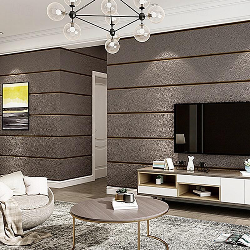 Cool Wallpapers Wall Mural Modern 3D Thick Non-woven Imitation Deerskin Velvet Wallpaper Roll Non-self-adhesive Vertical Striped for Bedroom Living Room TV Background 1.73'(0.53m) x 32.8'(10m)3