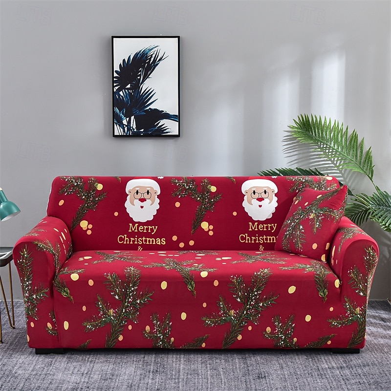 Christmas Sofa Cover Stretch Santa Claus Sofa Slipcover for Living Room Office Decor Furniture Protector2