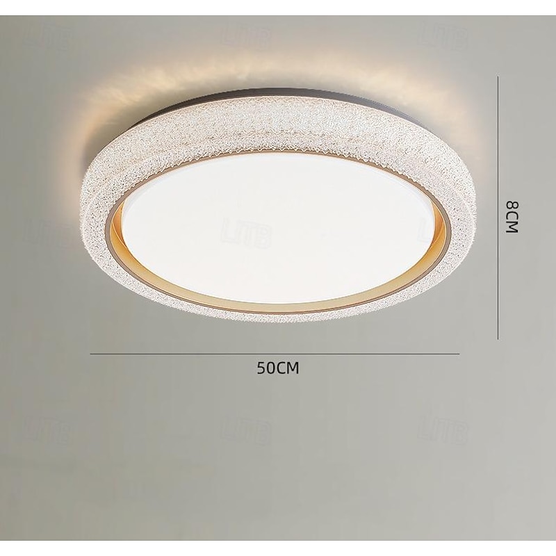 LED Ceiling Lights Dimmable 50cm 1-Light Modern Industrial Art Circular Brushed Metal Semi Flush 42W for Kitchen Bedroom Living Room 220-240V3
