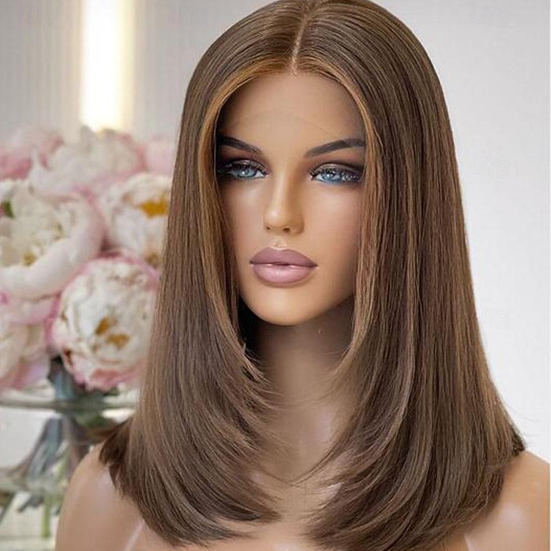Remy Human Hair 13x4 Lace Front Wig Short Bob Brazilian Hair Silky Straight Auburn Wig 130% 150% Density with Baby Hair Natural Hairline 100% Virgin Pre-Plucked For Women Short Human Hair Lace Wig3