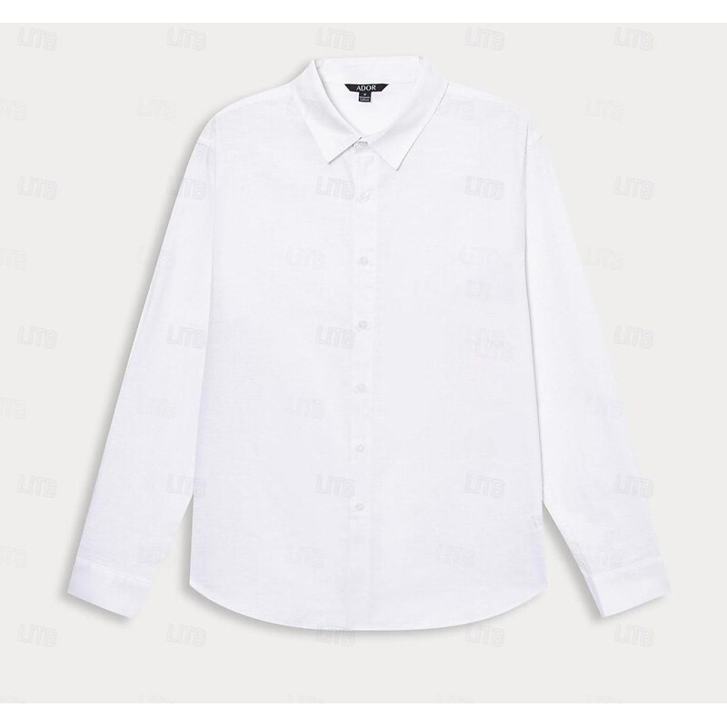 Men's Dress Shirt Button Up Shirt White Long Sleeve Solid Color Turndown Spring &  Fall Wedding Party Clothing Apparel Button3
