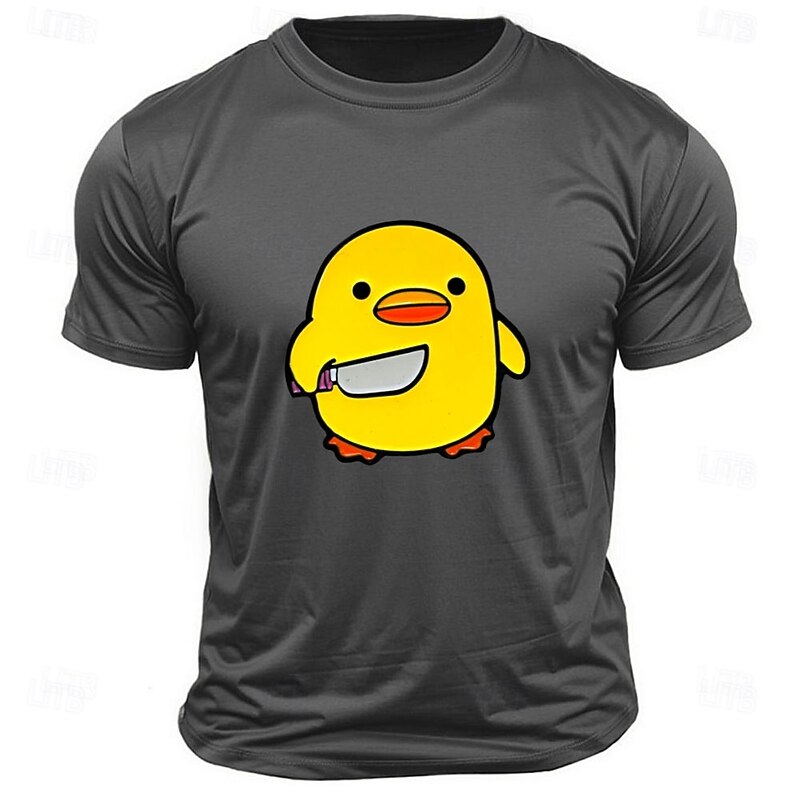 Men's Little Yellow Duck Funny T Shirt Tee Top 100% Cotton Short Sleeve Graphic Shirt Black White Dark Grey Comfortable Tee Street Sports Outdoor Fashion Designer Clothing3