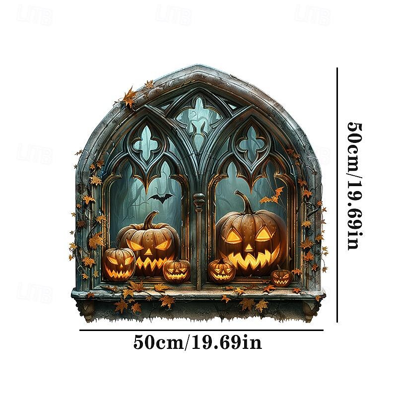 Halloween Horror Hole Pumpkin Head Wall Decals - Self-Adhesive Waterproof Stickers for Party Decoration, Doors, and Windows3