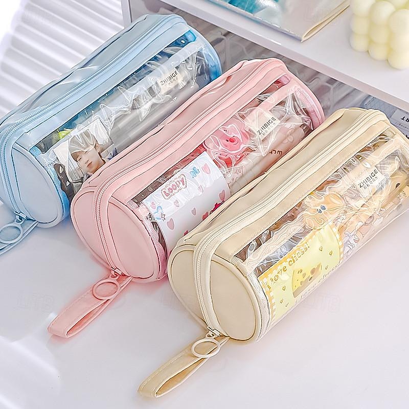 New Transparent Pen Bag Creative Simple Multi-functional Primary and Secondary School Students Stationery Pencil Case Large Capacity Pencil Case