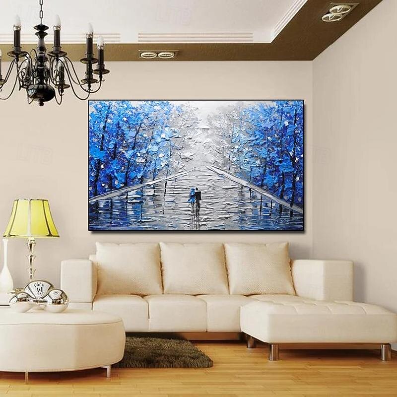 Knife Abstract art handmade Acrylic Paintings on Canvas hand painted Landscape Colorful Forest Painting Bedroom Wall DecorTextured Impasto Paintingpainting gift2