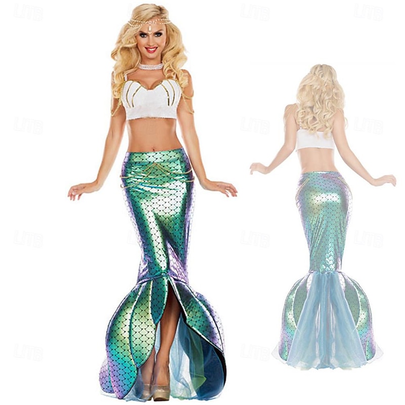 Mermaid Halloween Dress Cosplay Costume Outfits Mermaid and Trumpet Gown Slip Cosplay Costume Adults' Women's Masquerade Mardi Gras Performance Party Easy Halloween Costumes Dress Up4