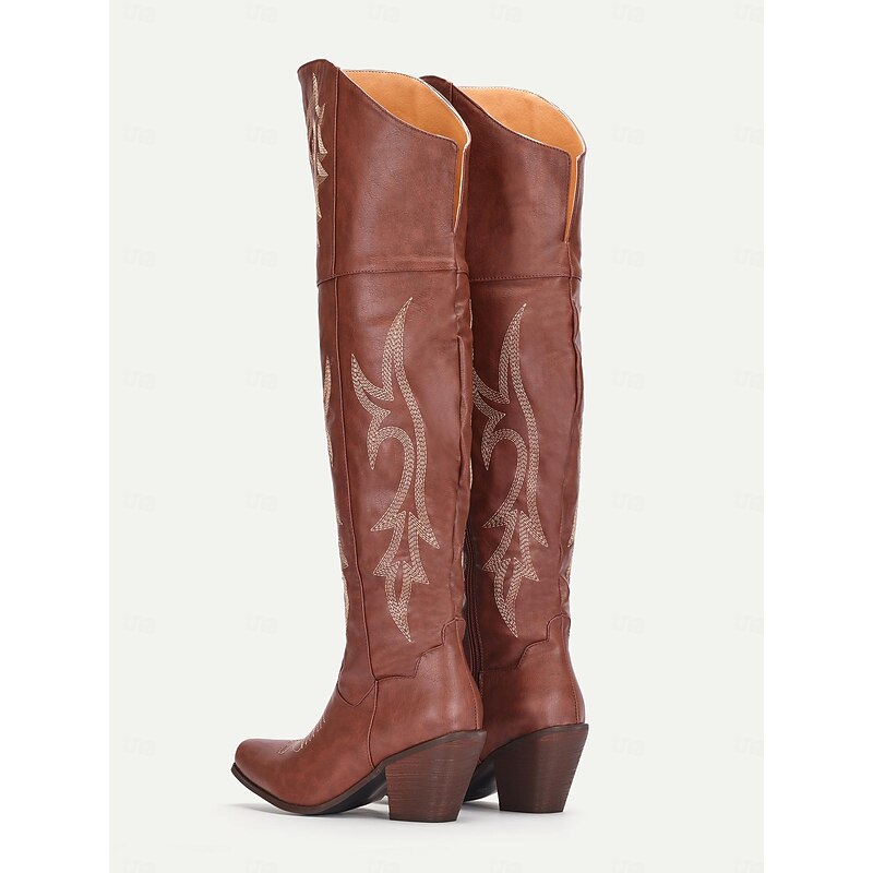 Women's Vintage Brown Western Cowboy Boots with Embroidered Detailing - Perfect for Rodeo, Country Concerts, and Daily Wear4