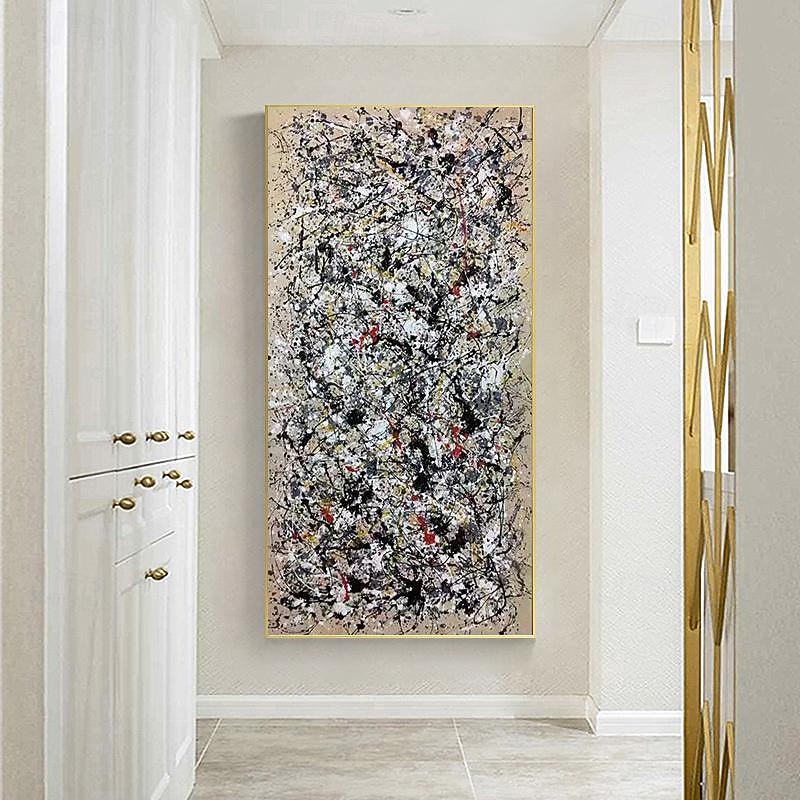 Hand Painted Jackson Pollock Canvas Bright Colorful Living Room Modern Wall Decor Abstract Art Mother's Day Gift Home Decor No Frame