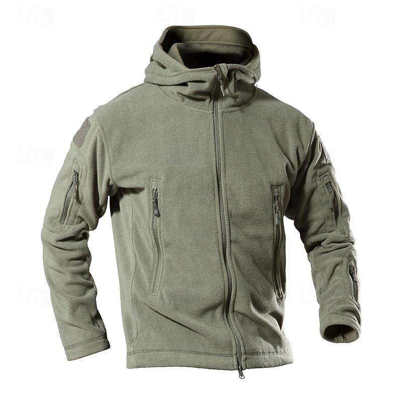 Men's Hiking Fleece Jacket Winter Outdoor Soft Comfortable Warm Fleece Jackets Lightweight Jacket Full Zip Climbing Camping / Hiking / Caving Traveling Black Brown Green Grey3