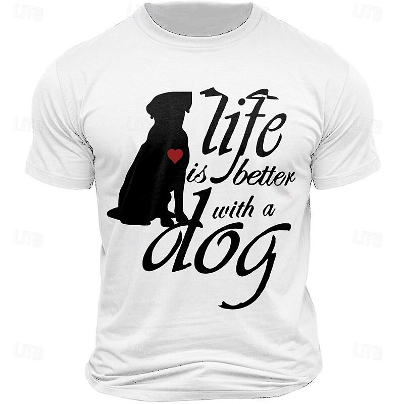 Men's Dog Lover Graphic T-Shirt "Life is Better with a Dog" Short Sleeve Tee2