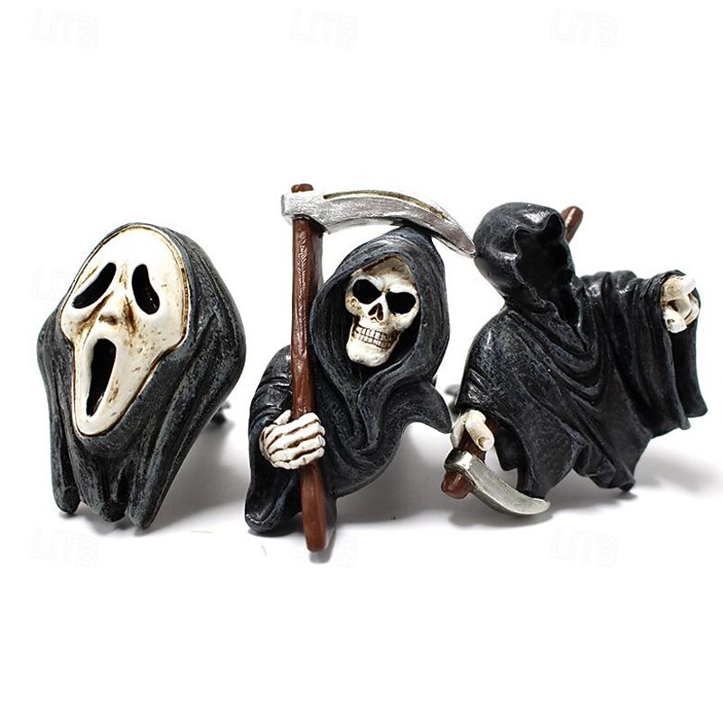 3pcs Halloween Grim Reaper Car Air Freshener Reaper Vent Clip Decoration with Long-Lasting Peach Scent, Spooky Auto Interior Ornament4