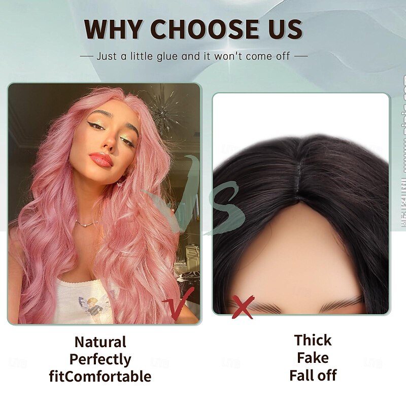 Long Wavy Wig for Women Curly Hair Wig with Middle Part Synthetic Curly Long Wigs Halloween Cosplay Party Wigs3