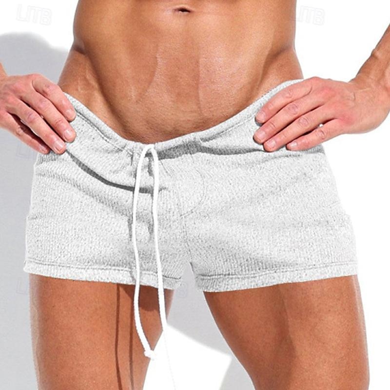 Men's Sweat Shorts Shorts Bermuda shorts Drawstring Elastic Waist Plain Comfort Sports Short Yoga Daily Gym Fashion Athleisure White Light Grey Micro-elastic4