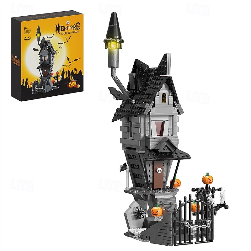 568PCS Jack Skelington's Halloween Castle Is Compatible with Lego Building Blocks and Toy Decorations