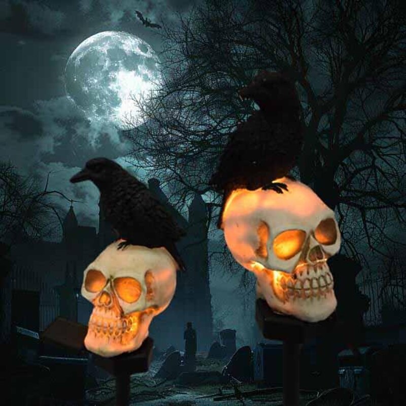 Halloween Solar Pumpkin Lantern Skull Head Decorative Lantern Courtyard Lawn Floor Insertion Lantern Festival Party Atmosphere Lantern