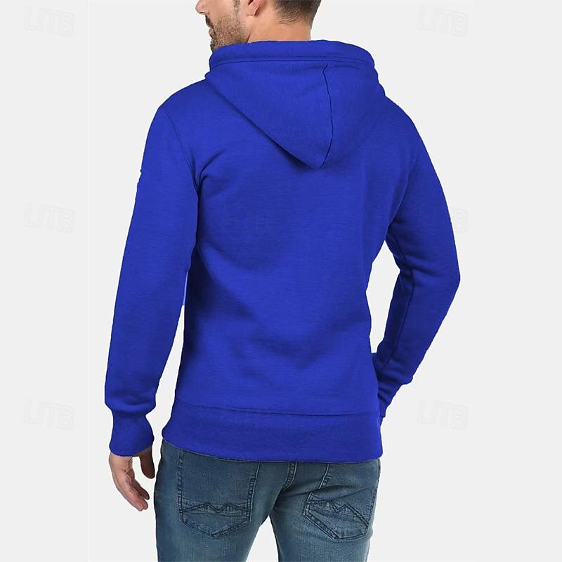 Men's Hoodie Button Up Hoodie Black Navy Blue Blue Camel Light Grey Hooded Plain Sports & Outdoor Daily Holiday Streetwear Basic Casual Fall & Winter Clothing Apparel Hoodies Sweatshirts4