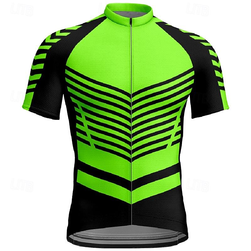 Men's Cycling Jersey Geometic Horizontal Stripes Short Sleeve Bike Tee Tshirt Jersey with 3 Rear Pockets Mountain Bike MTB Quick Dry Anatomic Design Wicking Breathable Sports Yellow Red Royal Blue2