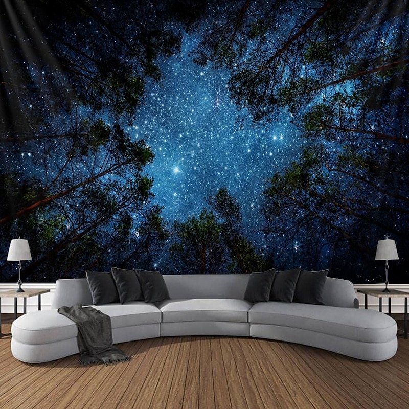 Galaxy Tapestry Starry Sky Psychedelic Space Landscape Purple Art Print Wall Hanging For Home Decor Livingroom Bedroom