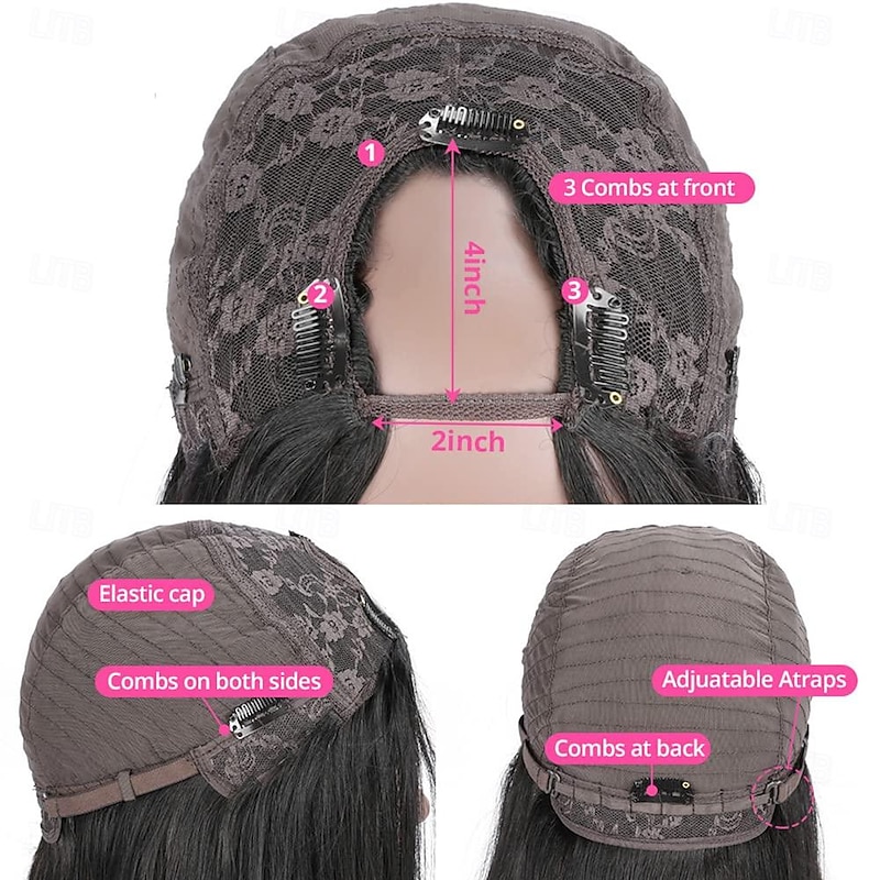 Remy Human Hair Wig Short U Part Straight Bob U Part Short Bob Natural Color Women Soft Easy dressing Capless Brazilian Hair Women's Natural Black #1B 8 inch 10 inch 12 inch Christmas Gifts Vacation4