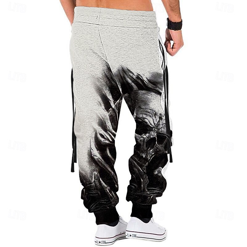 Men's Skull Halloween Costumes Sweatpants Joggers Pants Trousers Mid Waist Drawstring Elastic Waist Casual Dark Outdoor Street Dailywear Pocket Spring Fall Winter 3D Print Black2