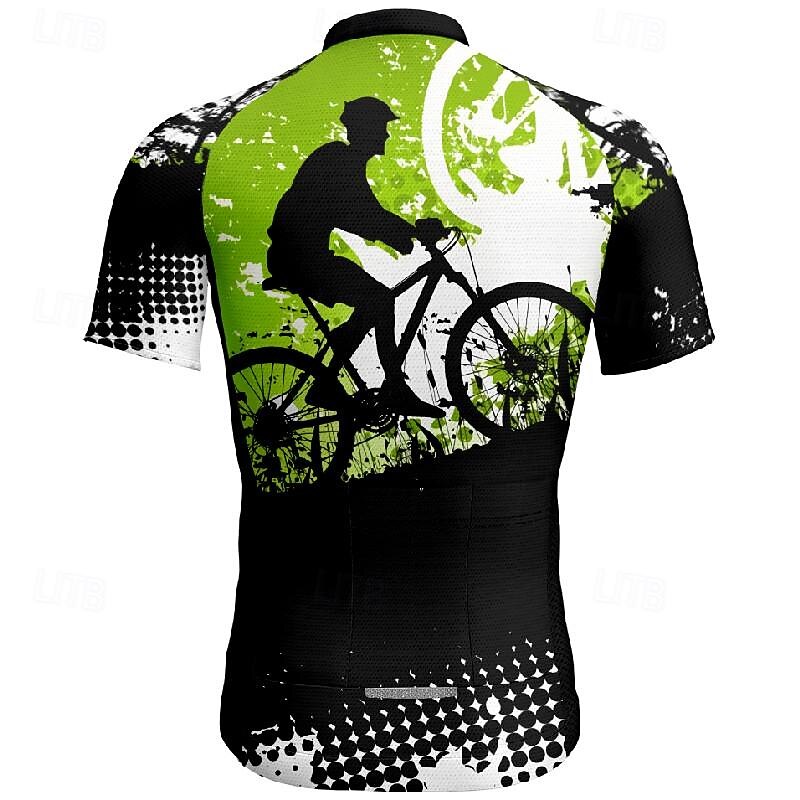 Men's Cycling Jersey Graphic Short Sleeve Bike Tee Tshirt Jersey with 3 Rear Pockets Mountain Bike MTB Quick Dry Anatomic Design Wicking Breathable Sports Black Clothing Apparel2