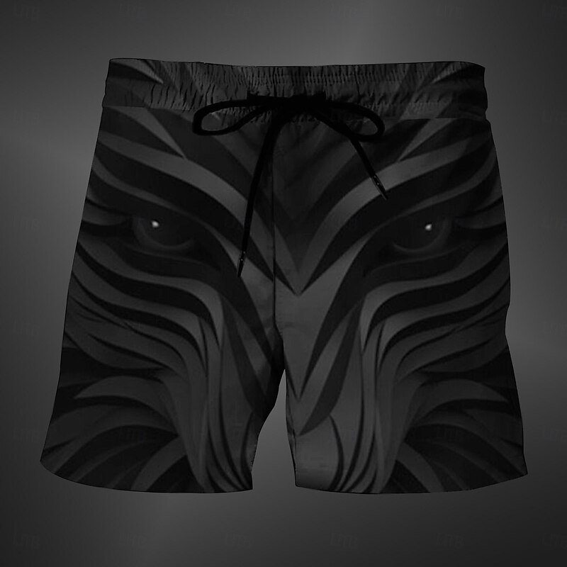 Men's Animal Optical Illusion 3D Print Swim Trunks Swim Shorts Board Shorts Mid Waist Fashion Streetwear Designer Casual Daily Holiday Pocket Drawstring Elastic Waist Designer Clothing Apparel