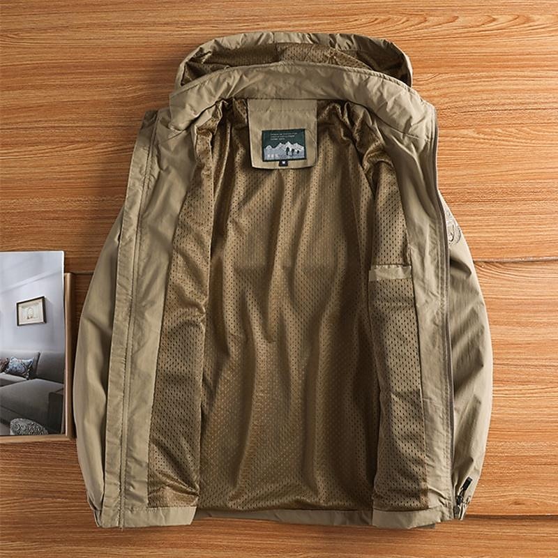 Men's Softshell Jacket Hiking Jacket Outdoor Color Block Windproof Water Resistant Hoodie Windbreaker Jacket Camping / Hiking / Caving Traveling Black Army Green Blue Khaki3