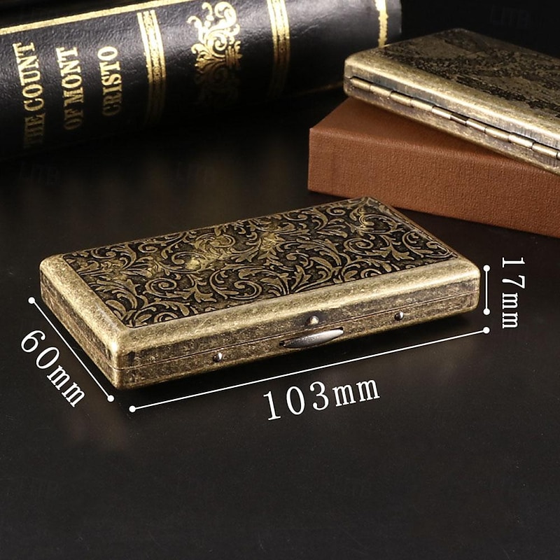 Vintage Cigarette Case, Holds 20 Cigarettes, Lightweight and Portable, Double-Sided with Multiple Patterns, Accessory3