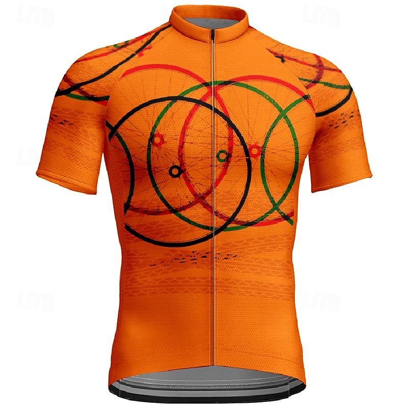 Men's Cycling Jersey Geometic Short Sleeve Bike Tee Tshirt Jersey Top with 3 Rear Pockets Mountain Bike MTB Quick Dry Breathable Sports Pink Blue Orange Clothing Apparel4