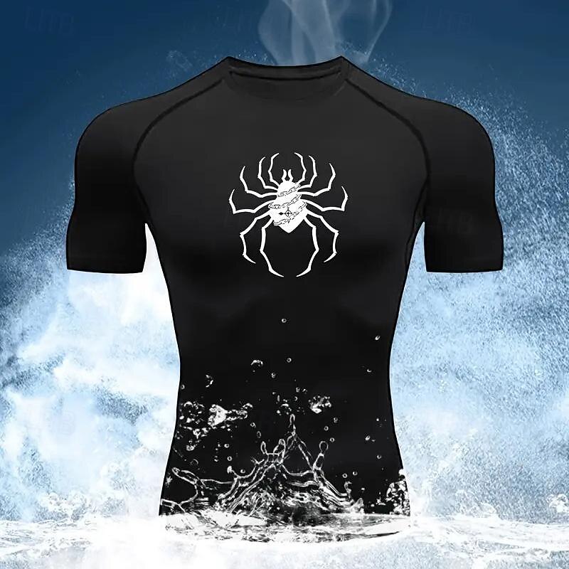 Men's Compression Shirt Athletic Shirt Gym Shirt Fitness Shirt Short Sleeve Tee Tshirt Casual Athleisure Spiders Quick Dry High Stretch Compression Breathable Gym Workout Walking Jogging Sportswear4
