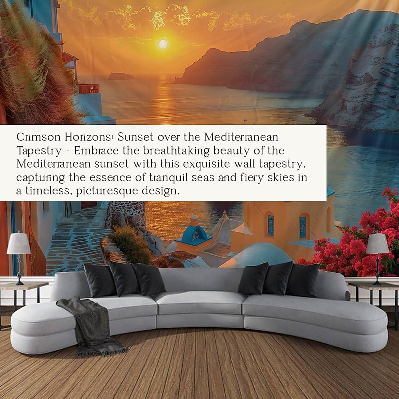 Greece Landscape Hanging Tapestry Wall Art Large Tapestry Mural Decor Photograph Backdrop Blanket Curtain Home Bedroom Living Room Decoration2