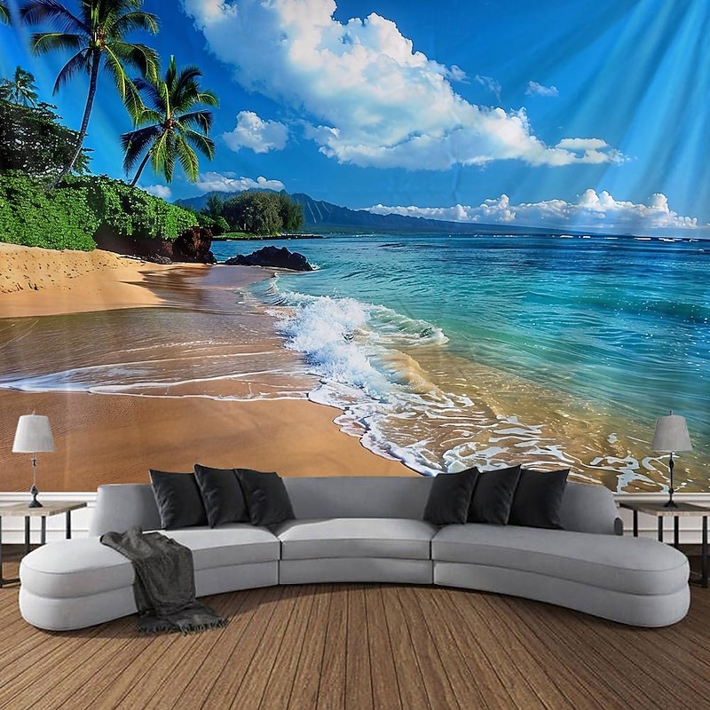 Beach Island Hanging Tapestry Wall Art Large Tapestry Mural Decor Photograph Backdrop Blanket Curtain Home Bedroom Living Room Decoration