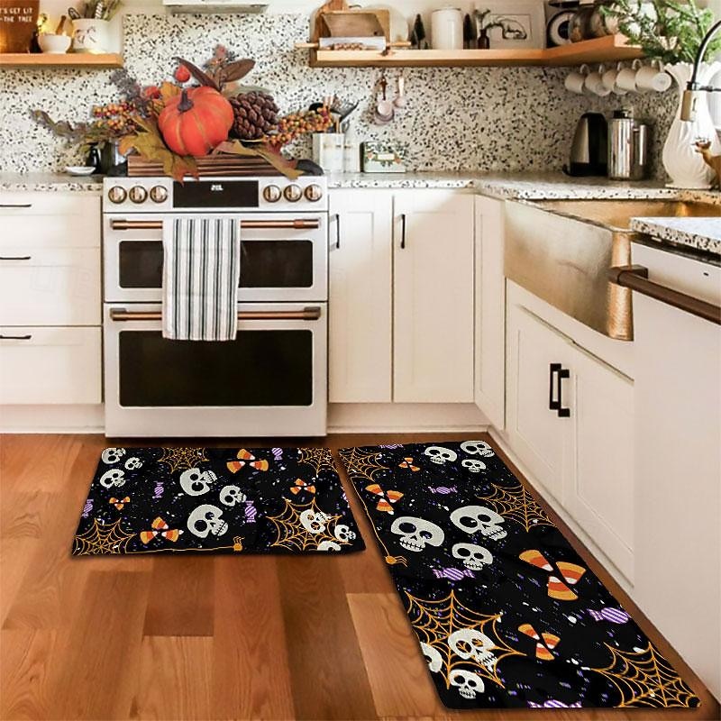 Halloween Pumpkin Area Rug Kitchen Rug Mat Non-Slip Oil Proof Floor Mat Livingroom Rug Indoor Outdoor Mat Bedroom Decor Bathroom Mat Entrance Rug Door Mat