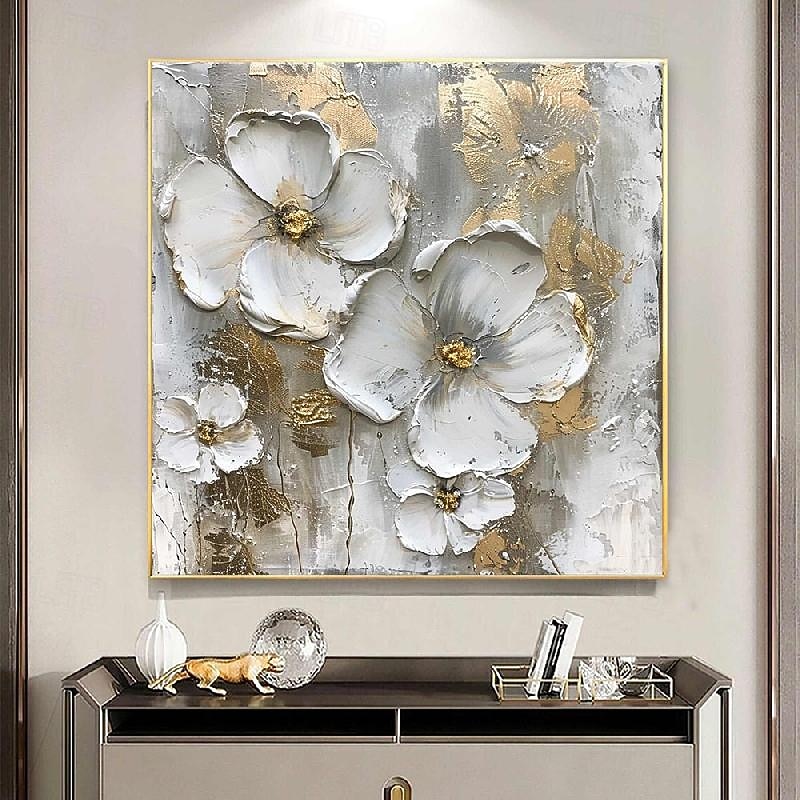 Flower Oil Painting on Canvas handmade  Abstract Floral Painting hand painted Minimalist Wall Art Custom Painting Modern artwork paintings for Living Room bedroom wall Decor Gift3