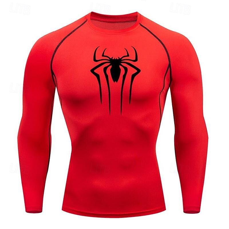 Men's Compression Shirt Athletic Shirt Gym Shirt Fitness Shirt Long Sleeve Tee Tshirt Casual Athleisure Spiders Spandex Quick Dry Soft Breathable Gym Workout Walking Jogging Sportswear Activewear4