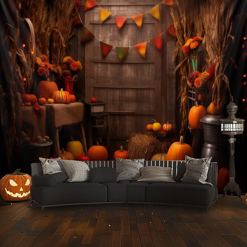 Pumpkin Hanging Tapestry Wall Art Inside House Large Tapestry Mural Decor Photograph Backdrop Blanket Curtain Home Bedroom Living Room Decoration