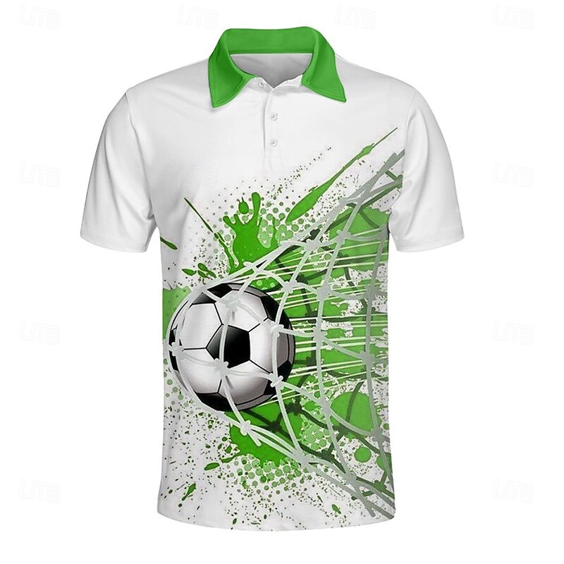 Men's Sports Polo Shirts Golf Shirt Short Sleeve Polo Shirts Collared Shirts Sportswear Vacation Wear Buttons 3D Print Spring & Summer Blue Green3