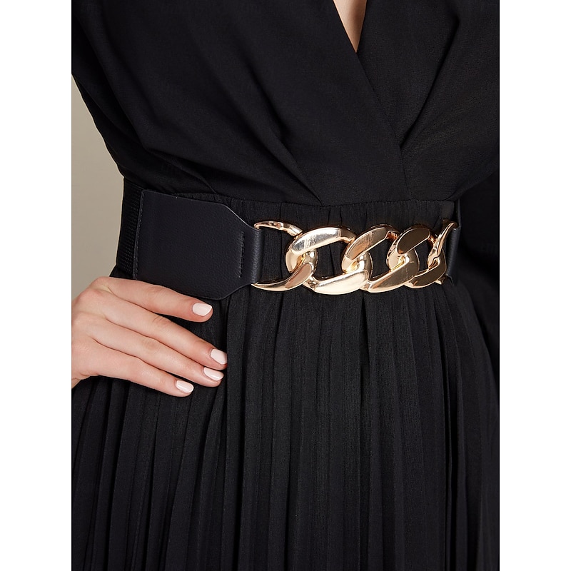 Black Satin Pleated Party/Wedding Guest Deep V Long Sleeve Belted Maxi Dress dress to impress 20243