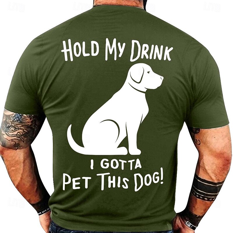Men's Animal Dog Letter Printed Funny T Shirt Tee Top Cotton Short Sleeve Graphic Shirt Black Army Green Dark Blue Comfortable Tee Street Sports Outdoor Fashion Designer Clothing3