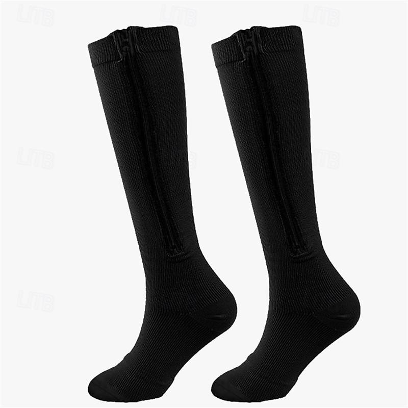 Compression Socks Athletic Sports Socks Running Socks 1 Pair Stripe Women's Tube Socks Breathable Sweat wicking Comfortable Gym Workout Basketball Running Jogging Cycling Sports Stripes Nylon Black2